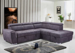 Furnishings For Less UK Nevada Large Grey L Shaped Suede Tilting Headrest And Storage Ottoman Included Grey Right Hand Facing - thumbnail 2