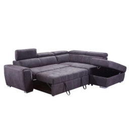 Furnishings For Less UK Nevada Large Grey L Shaped Suede Tilting Headrest And Storage Ottoman Included Grey Right Hand Facing - thumbnail 4