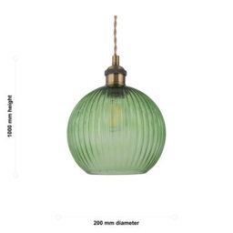 First Choice Lighting Betchley - Antique Brass Braided Pendant With Green Ribbed Glass Shade - thumbnail 6