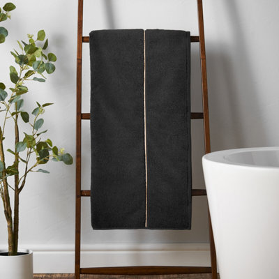 Bianca Fine Linens Zero Twist Satin Stitch Cotton 100X150Cm Bath Sheet Black - image 1