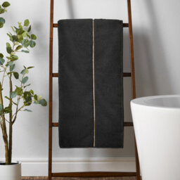 Bianca Fine Linens Zero Twist Satin Stitch Cotton 100X150Cm Bath Sheet Black - thumbnail 1