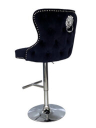 Home Luxe Interiors Valentino Breakfast Bar Stool Black Brushed Velvet With Silver Base - thumbnail 5