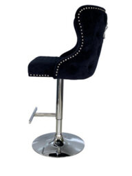 Home Luxe Interiors Valentino Breakfast Bar Stool Black Brushed Velvet With Silver Base - thumbnail 3