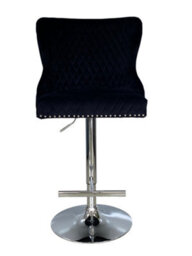 Home Luxe Interiors Valentino Breakfast Bar Stool Black Brushed Velvet With Silver Base - thumbnail 2