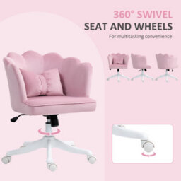 Homcom Armless Desk Chair Home Office Chair W/ Wide Seat Tilt Function Pink - thumbnail 7