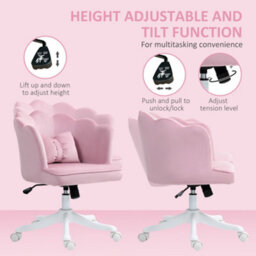Homcom Armless Desk Chair Home Office Chair W/ Wide Seat Tilt Function Pink - thumbnail 6