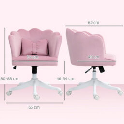 Homcom Armless Desk Chair Home Office Chair W/ Wide Seat Tilt Function Pink - thumbnail 3