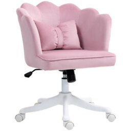 Homcom Armless Desk Chair Home Office Chair W/ Wide Seat Tilt Function Pink - thumbnail 2