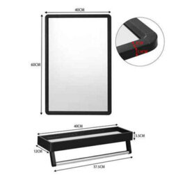 Bathroom Mirror Black Metal Frame Wall Mounted Mirror - thumbnail 2