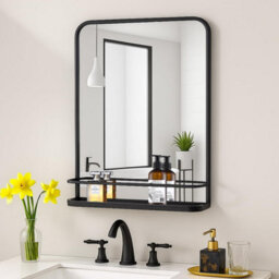 Bathroom Mirror Black Metal Frame Wall Mounted Mirror