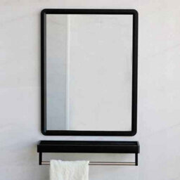 Bathroom Mirror Black Metal Frame Wall Mounted Mirror - thumbnail 4