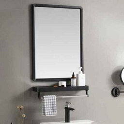 Bathroom Mirror Black Metal Frame Wall Mounted Mirror - thumbnail 9