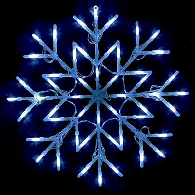 Almineez Christmas 50 Led White Snowflake Light Flashing Silhouette Window Xmas Festive Decoration Flashing Lights - image 1