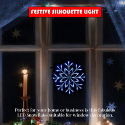 Almineez Christmas 50 Led White Snowflake Light Flashing Silhouette Window Xmas Festive Decoration Flashing Lights - thumbnail 3