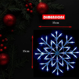 Almineez Christmas 50 Led White Snowflake Light Flashing Silhouette Window Xmas Festive Decoration Flashing Lights - thumbnail 2