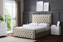 DS Living Allegra Upholstered Beige Panel Bed With Headboard King - thumbnail 1
