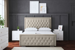 DS Living Allegra Upholstered Beige Panel Bed With Headboard King - thumbnail 3