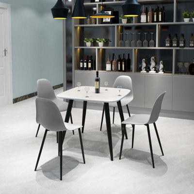 Core Products Aspen White 80Cm Square Dining Table With 4 Light Grey Plastic Curve Chairs 80 X 80Cm - image 1