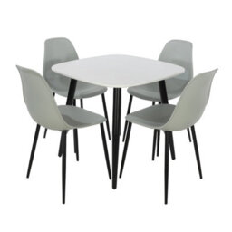 Core Products Aspen White 80Cm Square Dining Table With 4 Light Grey Plastic Curve Chairs 80 X 80Cm - thumbnail 2