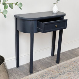 Melody Maison Navy Black Half Moon Table - Daventry Navy Black Range - thumbnail 4