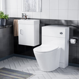 Nes Home Nanuya 400 White Wall Hung Cabinet, Btw Wc Unit & Soft Close Toilet Seat - thumbnail 1