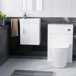 Nes Home Nanuya 400 White Wall Hung Cabinet, Btw Wc Unit & Soft Close Toilet Seat - thumbnail 2