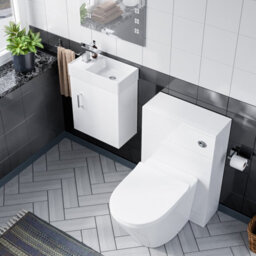 Nes Home Nanuya 400 White Wall Hung Cabinet, Btw Wc Unit & Soft Close Toilet Seat - thumbnail 3