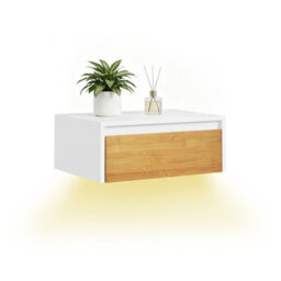Sobuy Fbt174-E-Nw, Wall-Mounted Nightstand With Motion Light & Drawer, Floating Bedside Table - White - thumbnail 6