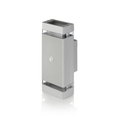 Auraglow Pir Motion Sensor Double Up & Down Wall Light - Silver - Fitting Only - image 1