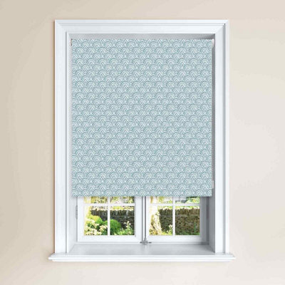 Lister Cartwright Kiso Peacock Design Blackout Roller Blinds Easy Fit Child Safety Included (Peacock Sky Blue, 180 X 140 Cm) - image 1