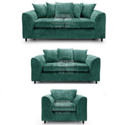 Furnishings For Less UK Monaco Chenille Fabric 3 Piece Sofa Set - 3 2 1  Teal - thumbnail 1