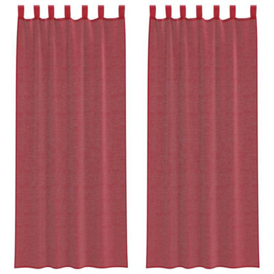 Berkfield Durable Voile Curtains With Loops 2 Pcs Wine Red 140X260 Cm