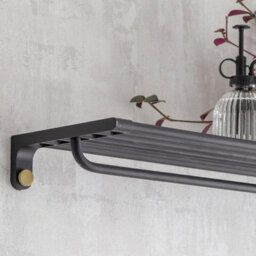 Garden Trading Adelphi Matt Black & Brass Bathroom Metal Steel Shelf & Towel Rail Bar Holder - thumbnail 3