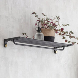 Garden Trading Adelphi Matt Black & Brass Bathroom Metal Steel Shelf & Towel Rail Bar Holder - thumbnail 2