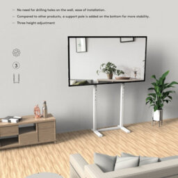 Fativo  Extra Large White Floor Tv Stand Tv Mount Height Adjustable Free Standing Home Officesuit For 32 To 65In Tv - thumbnail 6