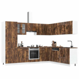 Berkfield 14 Piece Kitchen Cabinet Set Porto Smoked Oak Engineered Wood - thumbnail 1