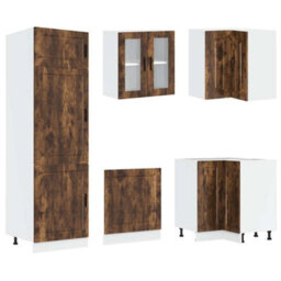 Berkfield 14 Piece Kitchen Cabinet Set Porto Smoked Oak Engineered Wood - thumbnail 5