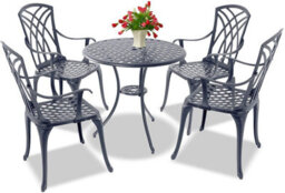 Centurion Supports Oshowa Luxurious Garden And Patio Table And 4 Large Chairs With Armrests Cast Aluminium Bistro Set - Grey - thumbnail 1