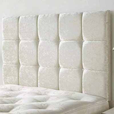 "Urban Textures Luxury 26"" High Crushed Velvet Fabric Upholstered Sloane Design Bed Headboard - White" - image 1