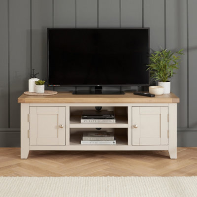 The Furniture Market Cheshire Dove Grey Painted Medium Tv Stand Unit Up To 60 Widescreen Size - image 1