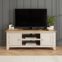 The Furniture Market Cheshire Dove Grey Painted Medium Tv Stand Unit Up To 60 Widescreen Size - thumbnail 1