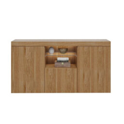 Wooden Tv Stand Unit 3 Doors Sideboard Cupboard Glass Shelf Display Cabinet - thumbnail 5