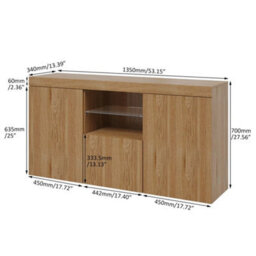 Wooden Tv Stand Unit 3 Doors Sideboard Cupboard Glass Shelf Display Cabinet - thumbnail 2