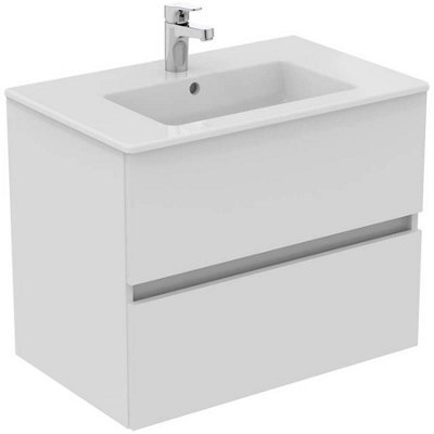 Ideal Standard Eurovit+ 700mm Wall Mounted Vanity Unit With 2 Drawers In Gloss White - image 1