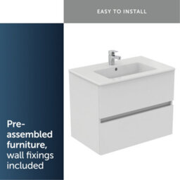 Ideal Standard Eurovit+ 700mm Wall Mounted Vanity Unit With 2 Drawers In Gloss White - thumbnail 5