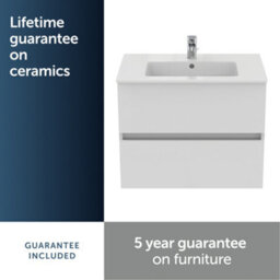 Ideal Standard Eurovit+ 700mm Wall Mounted Vanity Unit With 2 Drawers In Gloss White - thumbnail 3