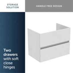 Ideal Standard Eurovit+ 700mm Wall Mounted Vanity Unit With 2 Drawers In Gloss White - thumbnail 6
