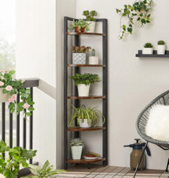 Songmics 5-Tier Corner Shelf, Multipurpose Storage Shelf, Plant Stand, 30 X 30 X 150 Cm, Industrial, For Living Room, Bedroom, Home - thumbnail 3