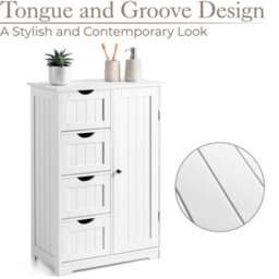 Christow 4 Drawer Bathroom Cabinet Unit White - thumbnail 4