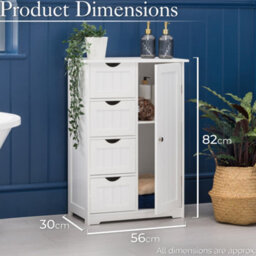 Christow 4 Drawer Bathroom Cabinet Unit White - thumbnail 6
